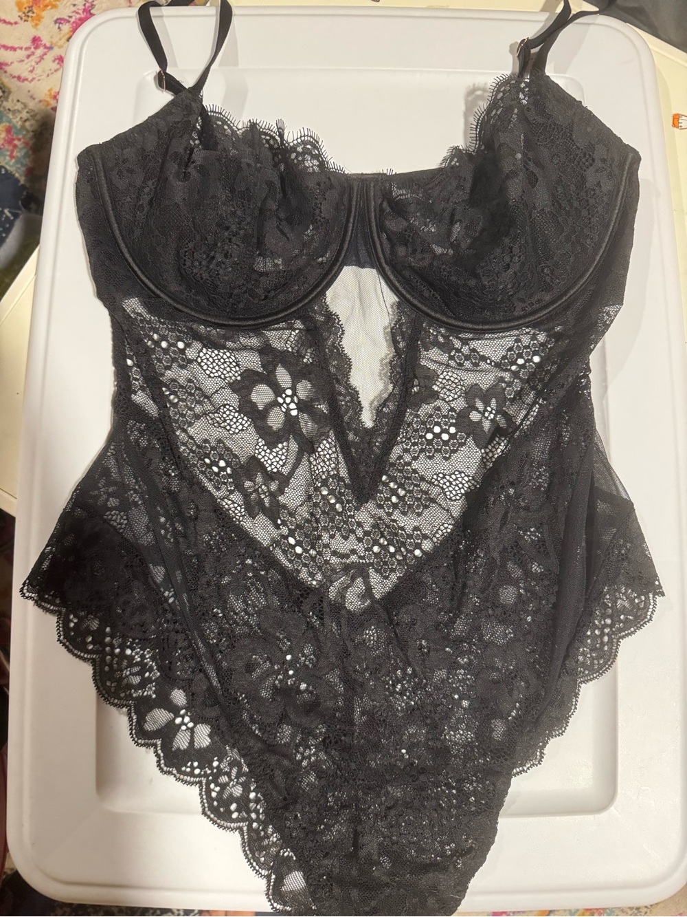 Black Lace Bodysuit - Women Victoria Secrer Intimates